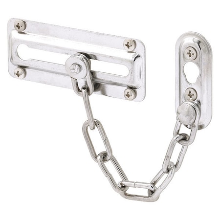 Primeline Tools Chain Door Lock, 3-7 in., Stamped Steel Construction, Chrome Plated, PK2 MP4152