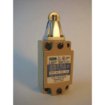 Relay And Control Limit Switch, Push Roller, 1NC/1NO, 10A at 125V AC, Actuator Location: Top RCL-307