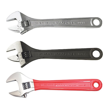 Maxpower Wrench, Adjustable, Chrome, Red-Dipped, 4" 00600