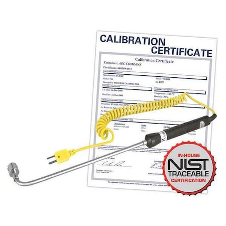 Reed Instruments Right Angle Thermocouple Surface Probe, Type K, -58 to 932 Degrees F (-50 to 500 Degrees C) with NIST Calibration Certificate R2930-NIST