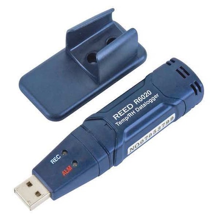 Reed Instruments Temperature and Humidity USB Datalogger, -40 to 158 Degrees F (-40 to 70 Degrees C), 0-100%RH R6020