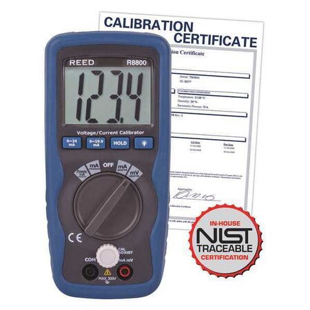 Reed Instruments Voltage/Current Calibrator, 199.99mV/19.99mA with NIST Calibration Certificate R8800-NIST