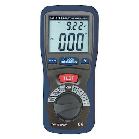 Reed Instruments Insulation Tester and Multimeter (Megohmmeter), 2000 Ohms Resistance, 1000V Voltage R5600