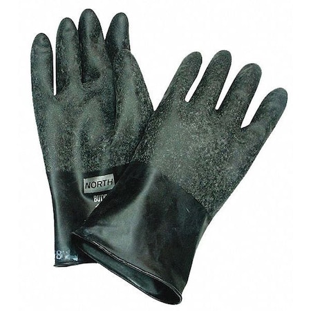 Honeywell North Chemical Resistant Gloves, Butyl, 11 in L, 13 mil, Black, 10, 1 PR B131R/10