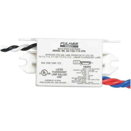 Fulham RS Ballast, 120V, 1-Lamp, F14/15/17 SC-120-115-CT8