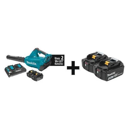 Makita LXT(R) 36 V Battery Powered Leaf Blower Kit, 473 cfm, 120 mph, Battery Included, 61 dB(A) XBU02PT + BL1850B-2