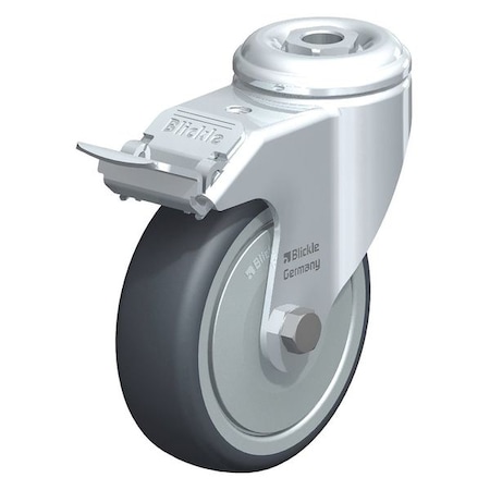 Blickle Kingpin Swivel Caster, TPR, 4", Brake LKRA-TPA 101KF-FI