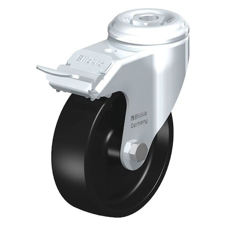 Blickle Kingpin Swivel Caster, Blk Nylon, 5", Brake LKRA-POA 125G-FI