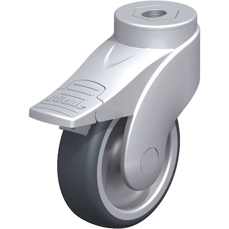 Blickle Kingpin Swivel Caster, TPR, 5", Gry, Brake LWG-TPA 126G-FI