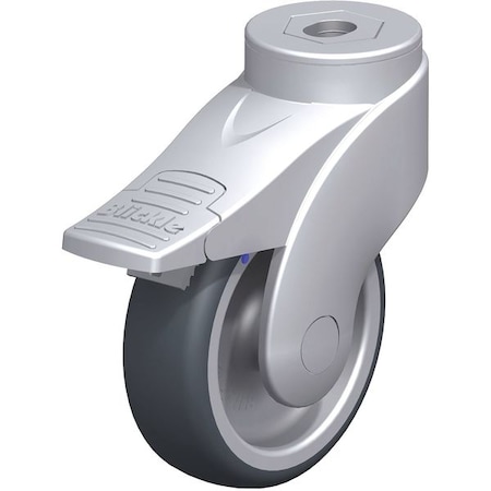 Blickle Kingpin Swivel Caster, TPR, 4", Gry, Brake LWGX-TPA 101G-FI