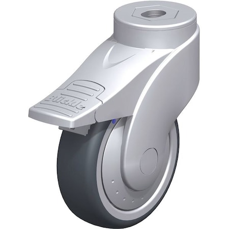 Blickle Kingpin Swivel Caster, TPR, 4", Gry, Brake LWGX-TPA 101XKF-FI