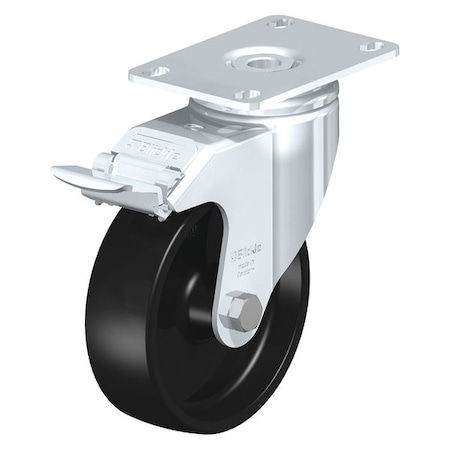 Blickle Swivel Plate Caster, Bk Nyln, 3-1/8", Brake LKPA-POA 80G-12-FI