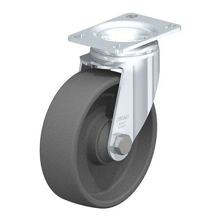 Blickle Swivel Plate Caster, Gry Nylon, 5", 400 lb., Wheel Width: 1-9/16" L-POG 125K-12