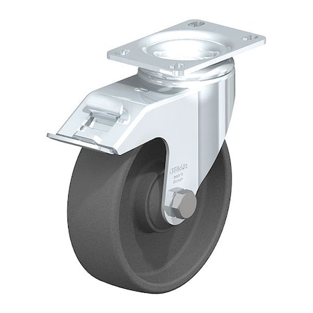 Blickle Swivel Plate Caster, Gry Nylon, 5", Brake, Number of Wheels: 1 L-POG 125K-12-FI