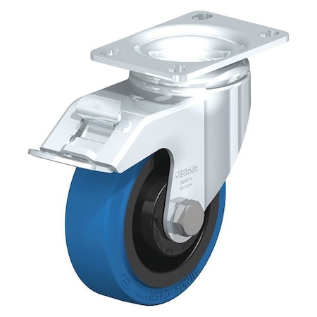 Blickle Swivel Plate Caster, Solid Rbber, 4", Brake L-POEV 102KA-12-FI-SB