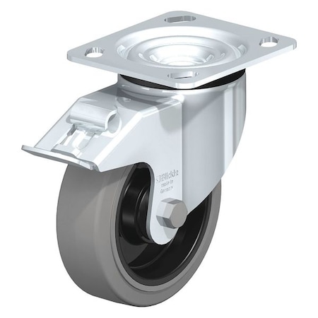 Blickle Swivel Plate Caster, Solid Rubbr, 8", Brake, Load Rating: 660 lb. LE-POEV 200KA-14-FI-SG