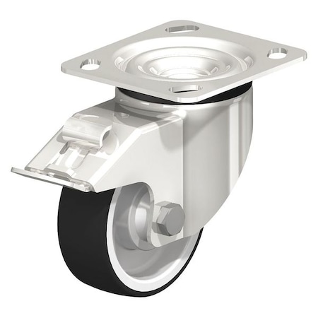 Blickle Swivel Plate Caster, PU, 5", Brake, Overall Height: 6-1/8" LKX-POTH 125KAD-14-FI