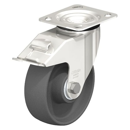 Blickle Swivel Plate Caster, Gray Nylon, 6", Brake, Overall Height: 7-1/2" LEX-POG 150XK-14-FI