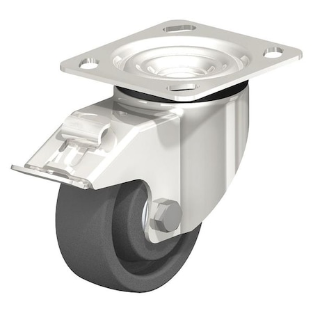 Blickle Swivel Plate Caster, Gray Nylon, 4", Brake, Load Rating: 770 lb. LKX-SPOG 100XK-14-FI
