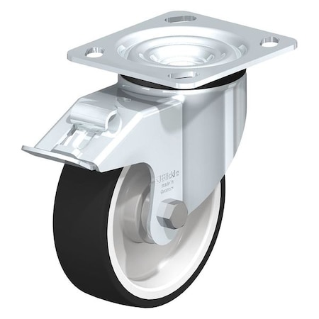 Blickle Swivel Plate Caster, PU, 5", Brake LK-POTH 125KA-14-FI