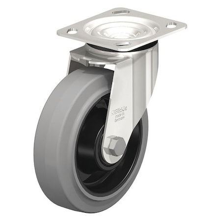 Blickle Swivel Plate Caster, Solid Rbr, 8", 660 lb., Wheel Width: 2" LEX-POEV 200XKA-14-SG