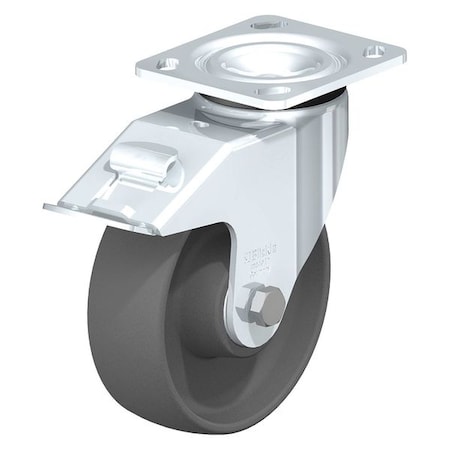 Blickle Swivel Plate Caster, Gray Nylon, 8", Brake, Overall Height: 9.45" LEH-POG 200K-14-FI