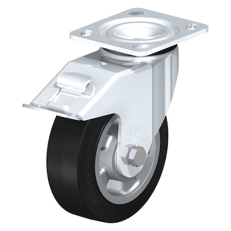Blickle Swivel Plate Cstr, Solid Rbbr, 6-5/16", Brk, Overall Height: 7.87" LEH-ALEV 160K-14-FI