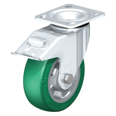 Blickle Swivel Plate Caster, PU, 6", Brake, Load Rating: 1100 lb. LEH-ALST 150K-14-FI-CO