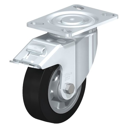 Blickle Swivel Plate Caster, Solid Rubbr, 6", Brake, Wheel Width: 2-1/8" LH-ALEV 150K-16-FI