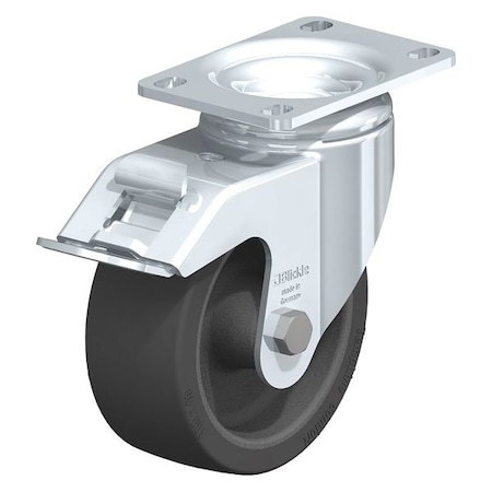 Blickle Swivel Plate Caster, Silicone, 4", Brake LI-POSI 100G-12-FI-XAT