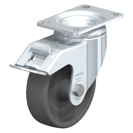 Blickle Swivel Plate Caster, Glass Nylon, 5", Brake, Load Rating: 330 lb. LI-POHI 125G-12-FI-XAT