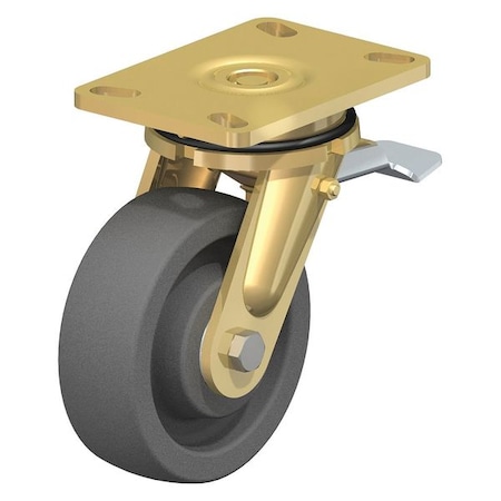 Blickle Swivel Plate Caster, Gray Nylon, 6", Brake, Caster Load Rating Range: Heavy-Duty LS-SPOG 150K-16-ST