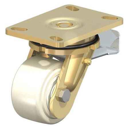 Blickle Swivel Plate Caster, Wht Nylon, 5", Brake, Caster Load Rating Range: Heavy-Duty LS-GSPO 125K-16-ST