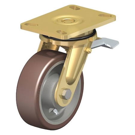 Blickle Swivel Plate Caster, PU, 6", Brake, Wheel Width: 2" LS-GB 150K-16-ST