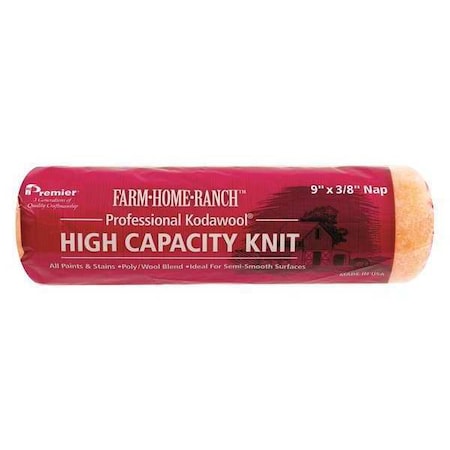 Farm Home Ranch 9" Paint Roller Cover, 3/8" Nap, Polyester/Knitted Wool, 12 PK FHR00151