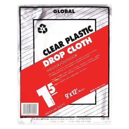 Premier Drop Cloth, Clear, Plastic, 9x12 ft., PK24 17040
