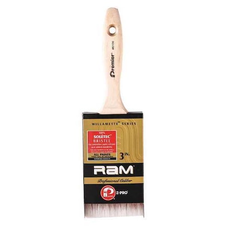 Premier 3" Flat Polyester Bristle, Paint Brush, Wood Handle, 12 PK 6106