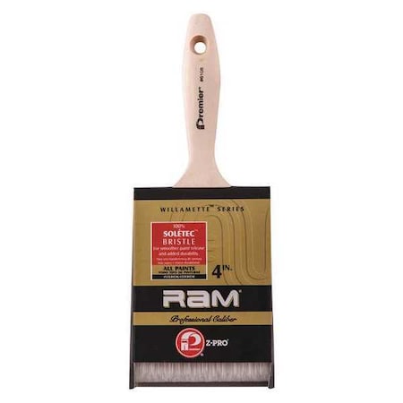 Premier 4" Flat Polyester Bristle, Paint Brush, Wood Handle, 12 PK 6108