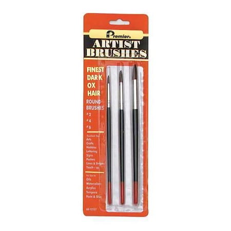 Premier #2, #4, #6 Artist Ox Hair Bristle, Paint Brush Set, Wood Handle, 12 PK AR10107