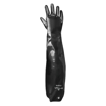 Showa 6731 Chemical Resistant Gloves, Neoprene, 31 in L, 60 mil, Black, L, 1 PR 6731-10