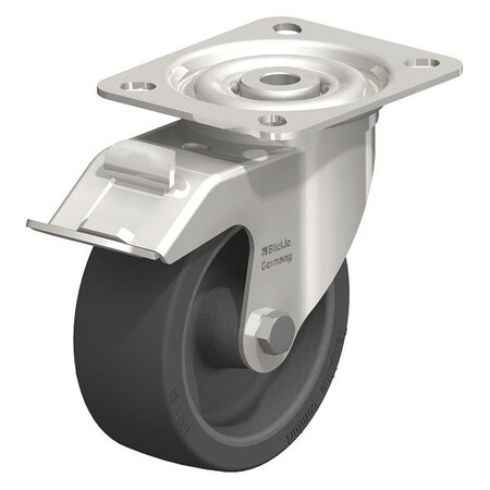 Blickle Swivel Plate Cstr, Silicon, 4", 220 lb., Brk LIX-POSI 100G-FI-OF-XAT