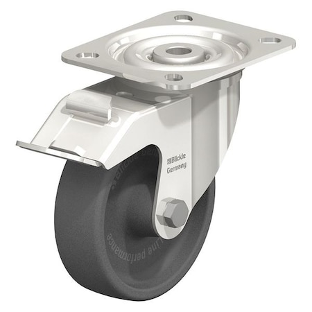 Blickle Swivel Plate Caster, Glass Nylon, 4", Brake LIX-POHI 100G-FI-OF-XAT