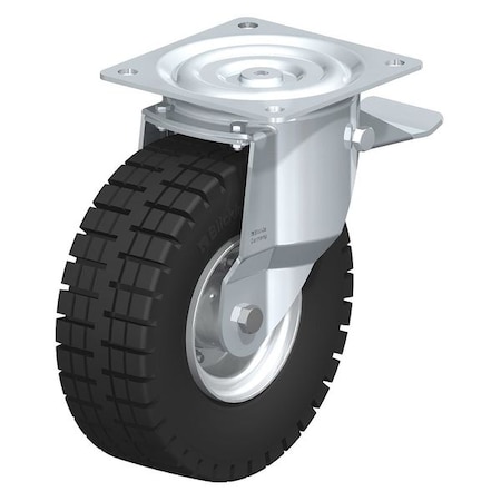 Blickle Swivel Solid Rubber Whl Caster, 10", Brake L-VLE 255K-ST