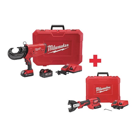 Milwaukee Tool M18 FORCE LOGIC 750 MCM Crimper Kit + M18 FORCE LOGIC CABLE CUTTER KIT 2779-22, 2672-21