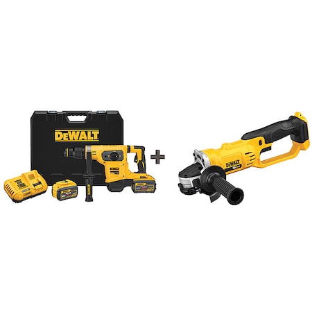 Dewalt Cordless Rotary Hammer Kit, 60.0V, Voltage: 60.0 DCH481X2/ DCG412B