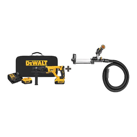 Dewalt 20V MAX SDS Rotary Hammer Kit + Dust Extractor Telescope, Battery & Case DCH133M2/D25301D