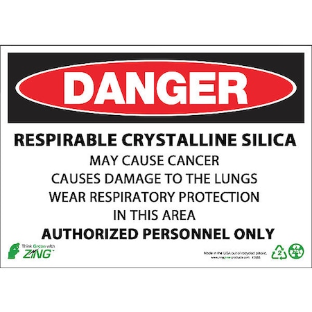 Zing Sign, Danger Respirable Silica, 7x10", AL 1961A