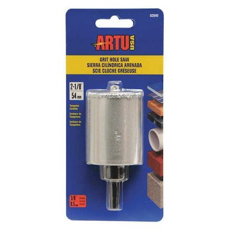 Artu 2-1/8" Tungsten Carbide Grit Hole Saw with Arbor/Pilot 02840