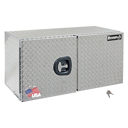 Buyers Products 36x24x24 Diamond Tread Aluminum Underbody Truck Box - Double Barn Door, 3-Point Compression Latch 1702235