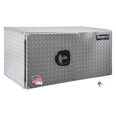 Buyers Products 48x24x24 Diamond Tread Aluminum Underbody Truck Box - Double Barn Door, 3-Point Compression Latch 1702240